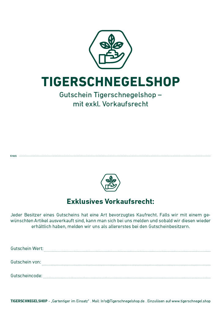 Geschenkgutschein Tigerschnegelshop zum Herunterladen