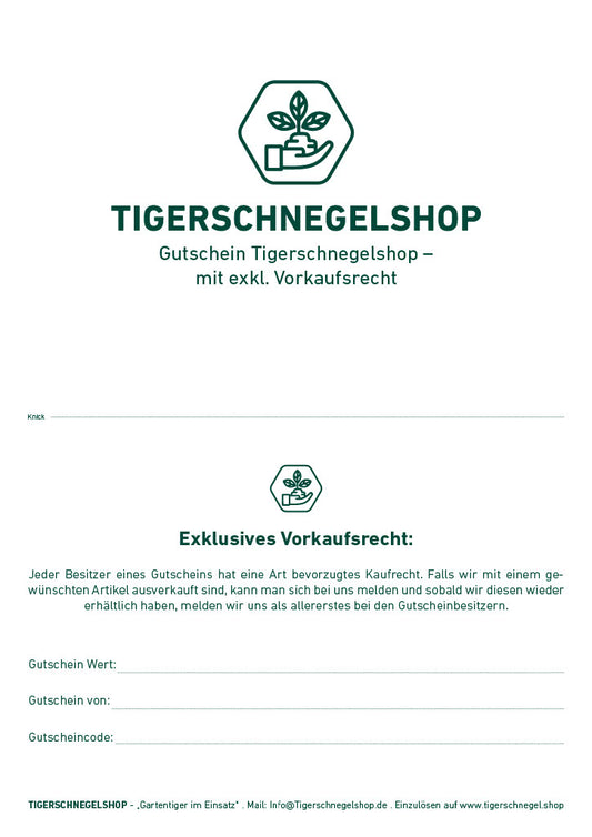 Geschenkgutschein Tigerschnegelshop zum Herunterladen